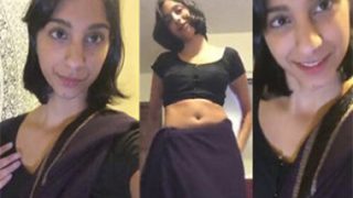 Desi NRI Girl In Black Saree Playing With Dildos In Pussy
